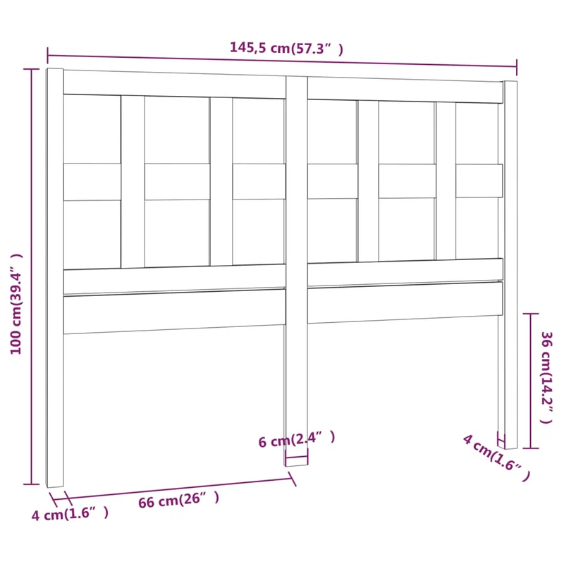 Tête de lit accessoire couchage chambre à coucher meuble 145,5 x 4 x 100 cm bois de pin blanc TDL0203872