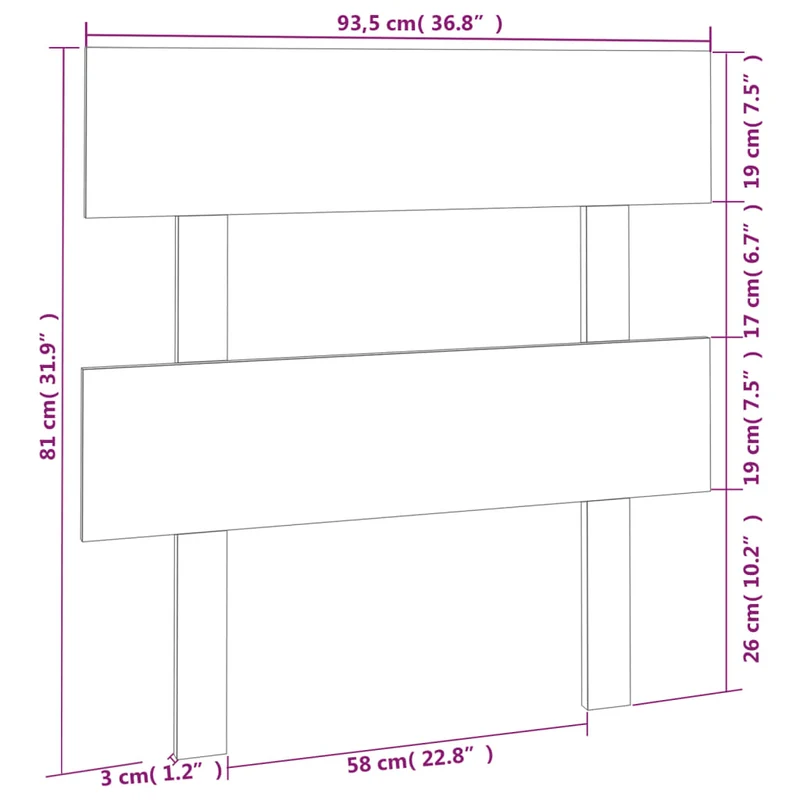 Tête de lit accessoire couchage chambre à coucher meuble 93,5 x 3 x 81 cm bois blanc TDL0203670