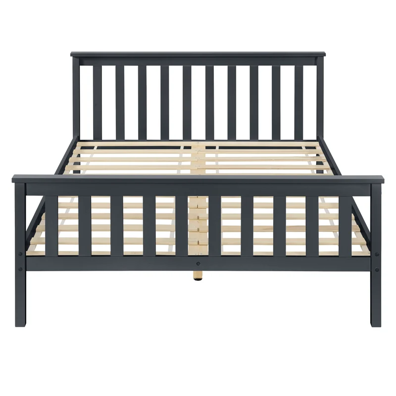 Lit adultes en bois de pin gris foncé 2 personnes avec sommier à lattes 180 x 200 cm 03_0002703