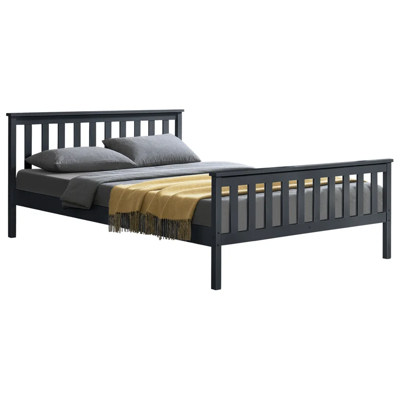 Lit adultes en bois de pin gris foncé 2 personnes avec sommier à lattes 180 x 200 cm 03_0002703