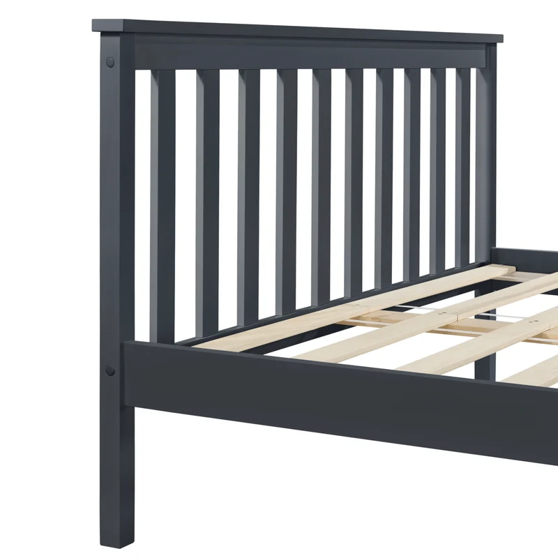 Lit adultes en bois de pin gris foncé 2 personnes avec sommier à lattes 180 x 200 cm 03_0002703