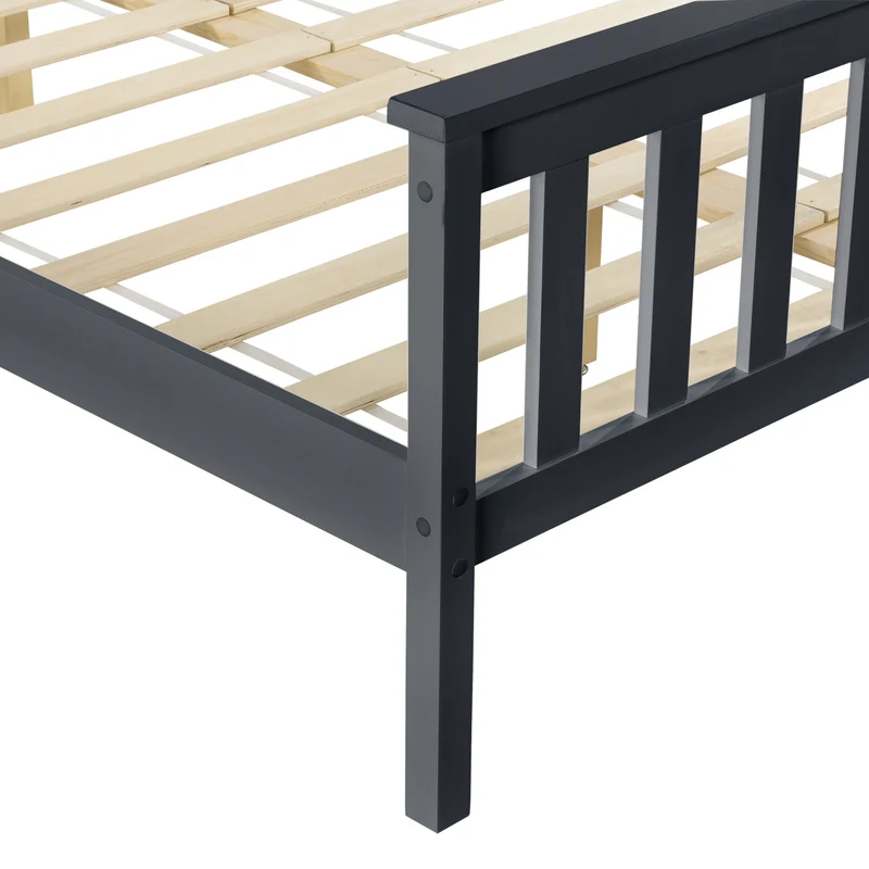 Lit adultes en bois de pin gris foncé 2 personnes avec sommier à lattes 180 x 200 cm 03_0002703
