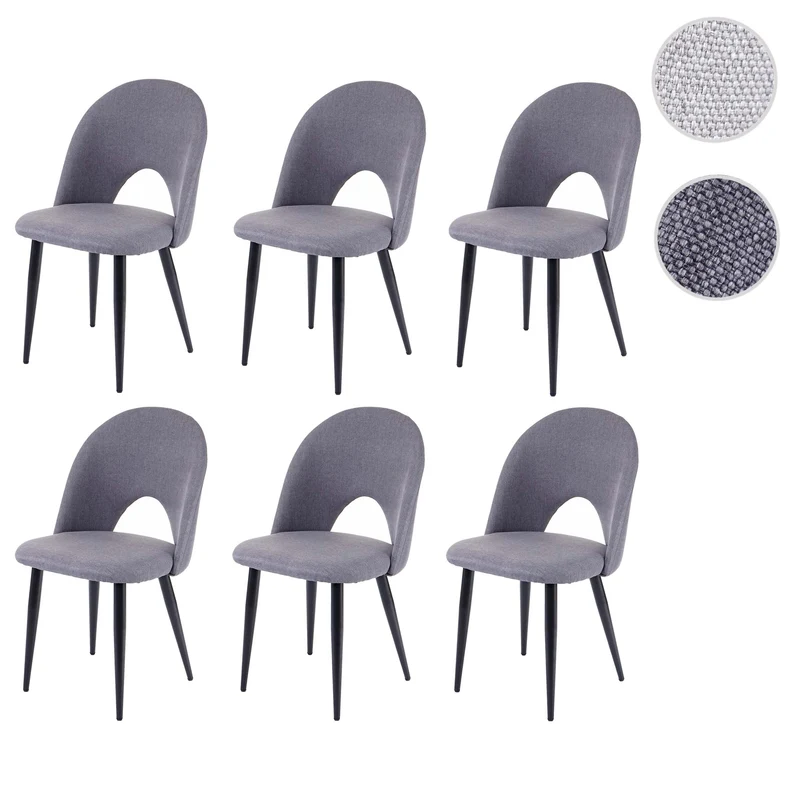 Lot de 6 chaises de salle à manger cuisine design moderne tissu et textile gris foncé 04_0000811