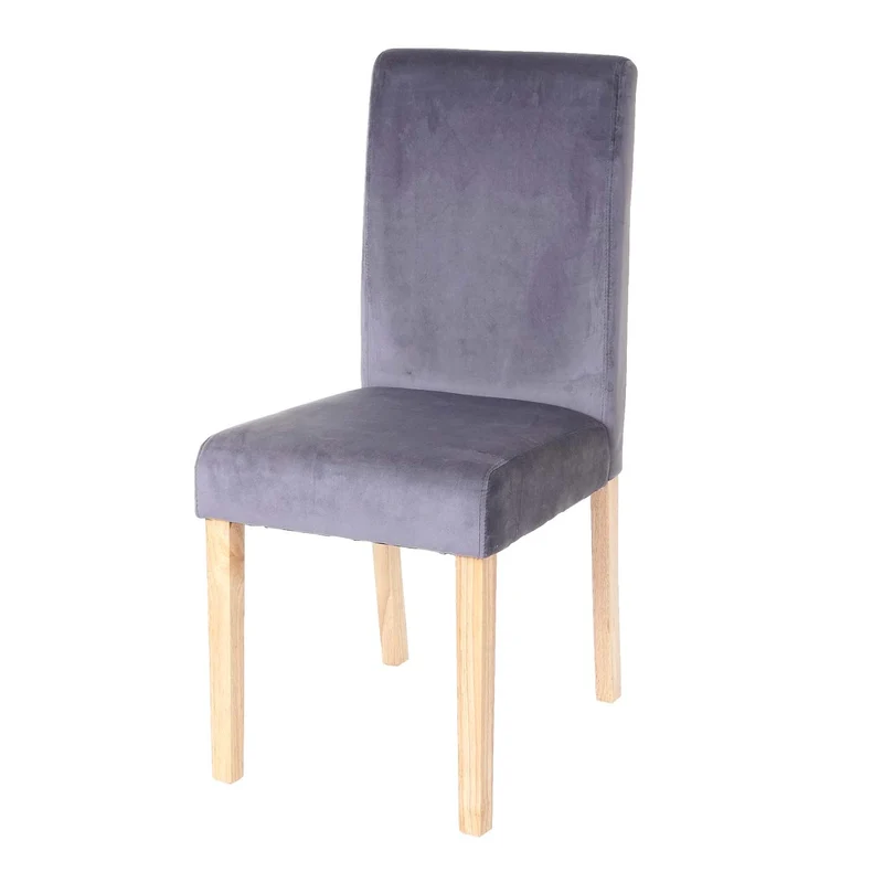 Chaise de salle à manger cuisine en velours gris pieds en bois clair design moderne 04_0002310