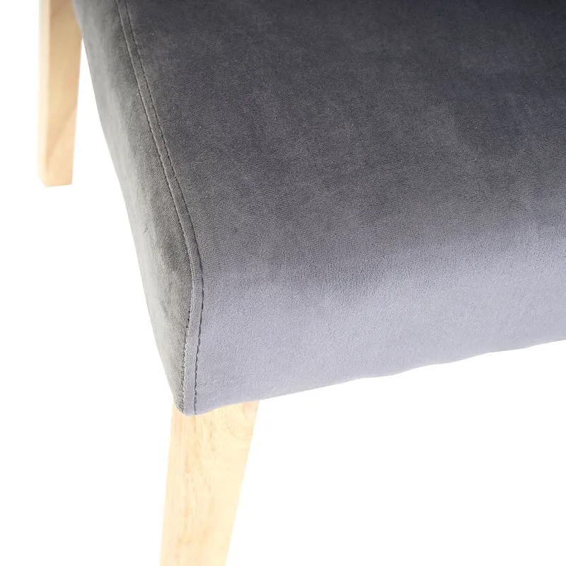 Chaise de salle à manger cuisine en velours gris pieds en bois clair design moderne 04_0002310