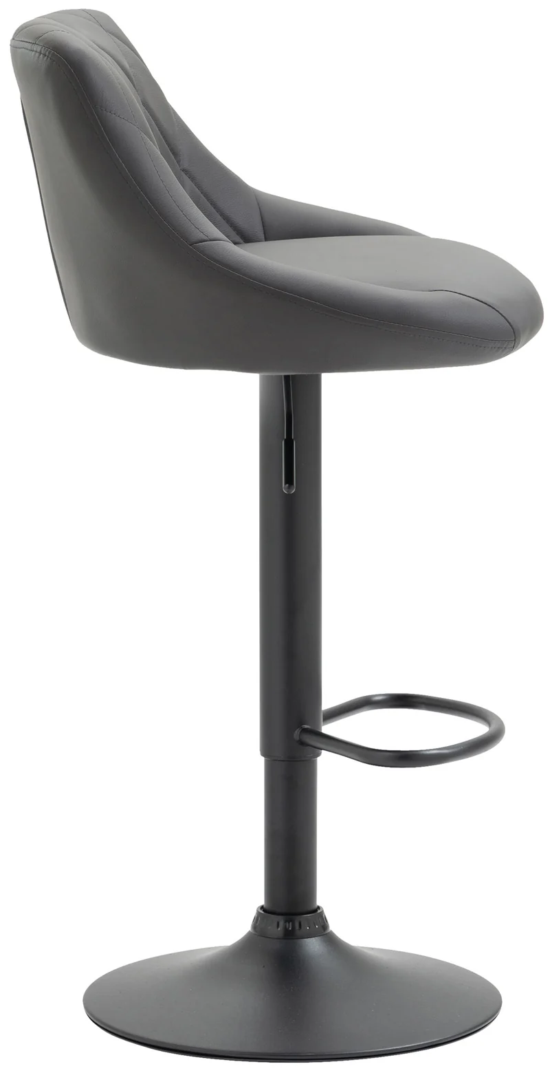 Tabouret de bar en synthétique gris pivotant avec repose-pieds métal noir coutures décoratives TDB10583