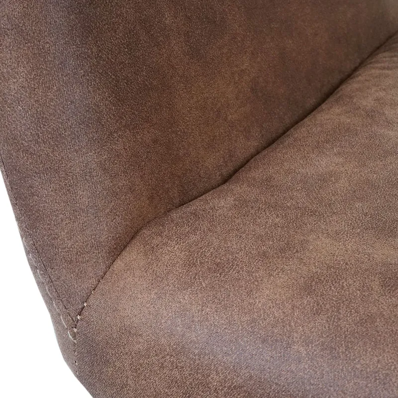 Chaise de salle à manger bureau visiteur design rétro en tissu marron pied en bois clair 04_0002152