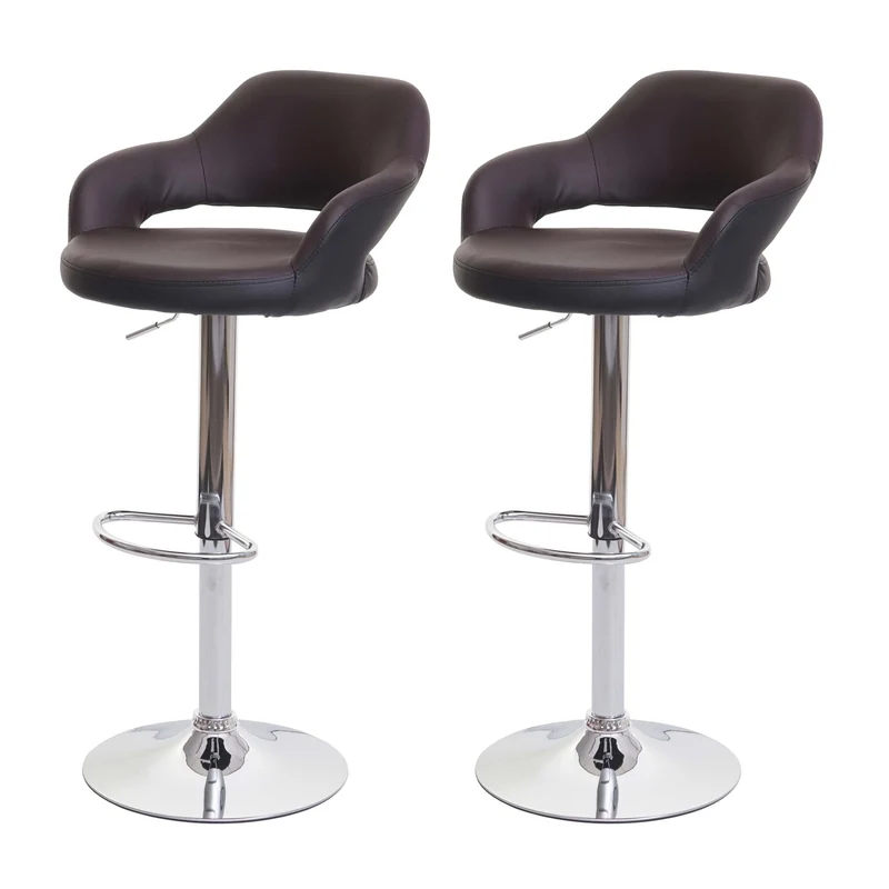 Lot de 2 tabourets de bar chaises de comptoir en synthétique marron et noir 04_0000143