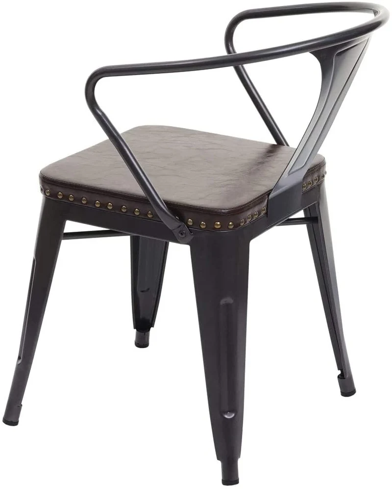 2x chaises de salle à manger cuisine en synthétique et métal style industrielle marron noir CDS04451