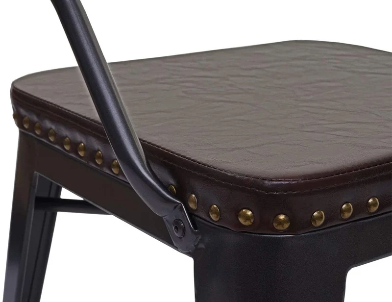 2x chaises de salle à manger cuisine en synthétique et métal style industrielle marron noir CDS04451