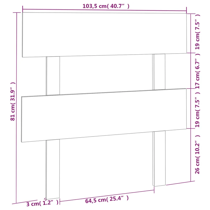 Tête de lit accessoire couchage chambre à coucher meuble 103,5 x 3 x 81 cm bois de pin noir TDL0202384