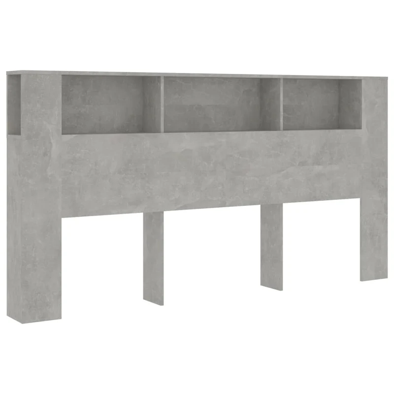 Tête de lit avec rangement accessoire de lit table de chevet étagère 200 x 18,5 x 104,5 cm MDF gris TDL0200032
