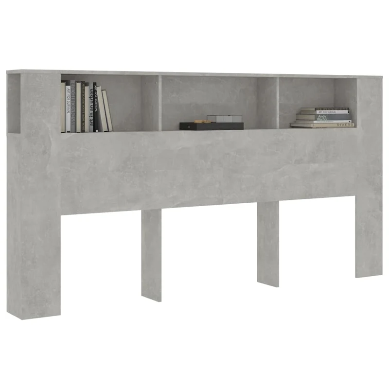 Tête de lit avec rangement accessoire de lit table de chevet étagère 200 x 18,5 x 104,5 cm MDF gris TDL0200032