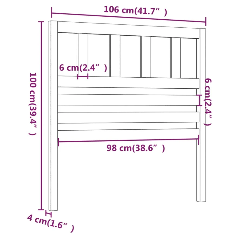 Tête de lit accessoire couchage chambre à coucher meuble 106 x 4 x 100 cm bois de pin noir TDL0202358