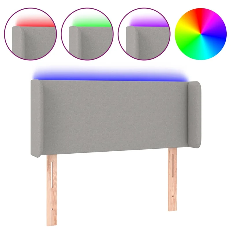 Tête de lit accessoire couchage chambre à coucher meuble à LED 83 x 16 x 78/88 cm tissu gris clair TDL0201250