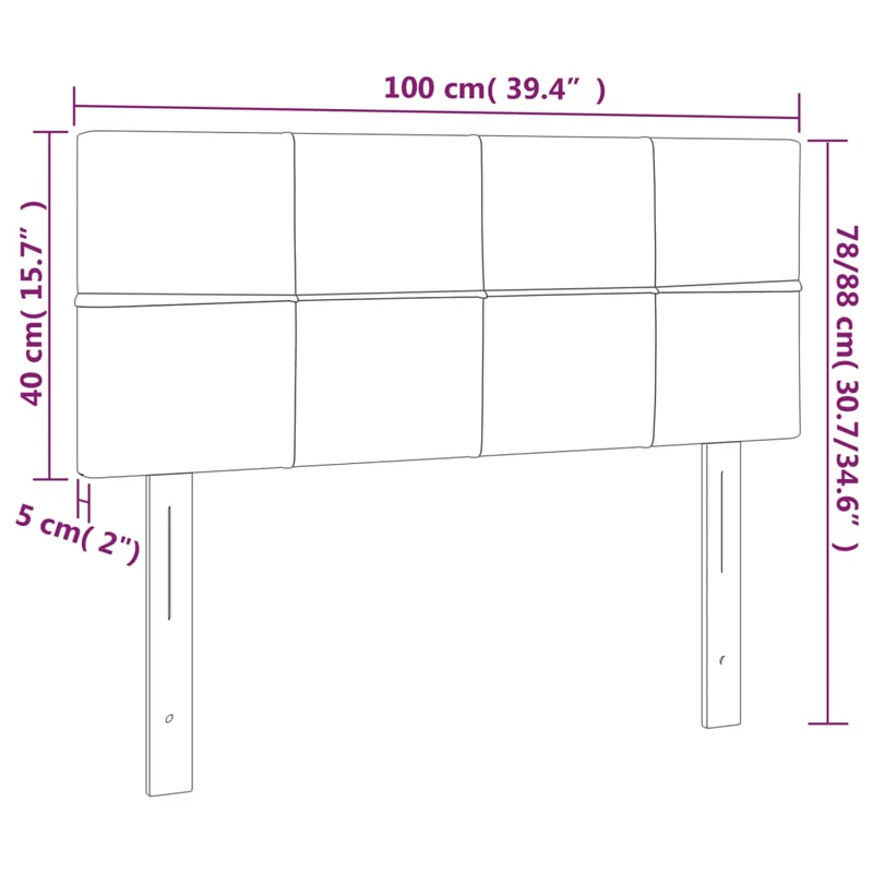 Tête de lit accessoire couchage chambre à coucher meuble 100 x 5 x 78/88 cm tissu gris clair TDL0203235