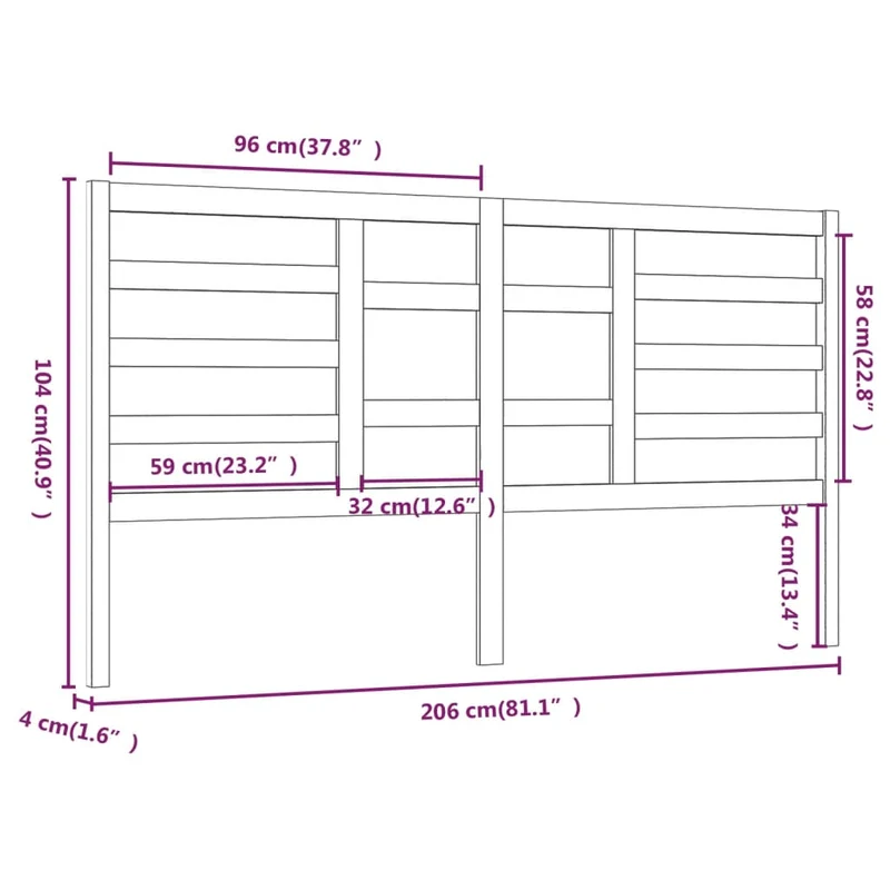 Tête de lit accessoire couchage chambre à coucher meuble 206 x 4 x 104 cm bois de pin gris TDL0203314