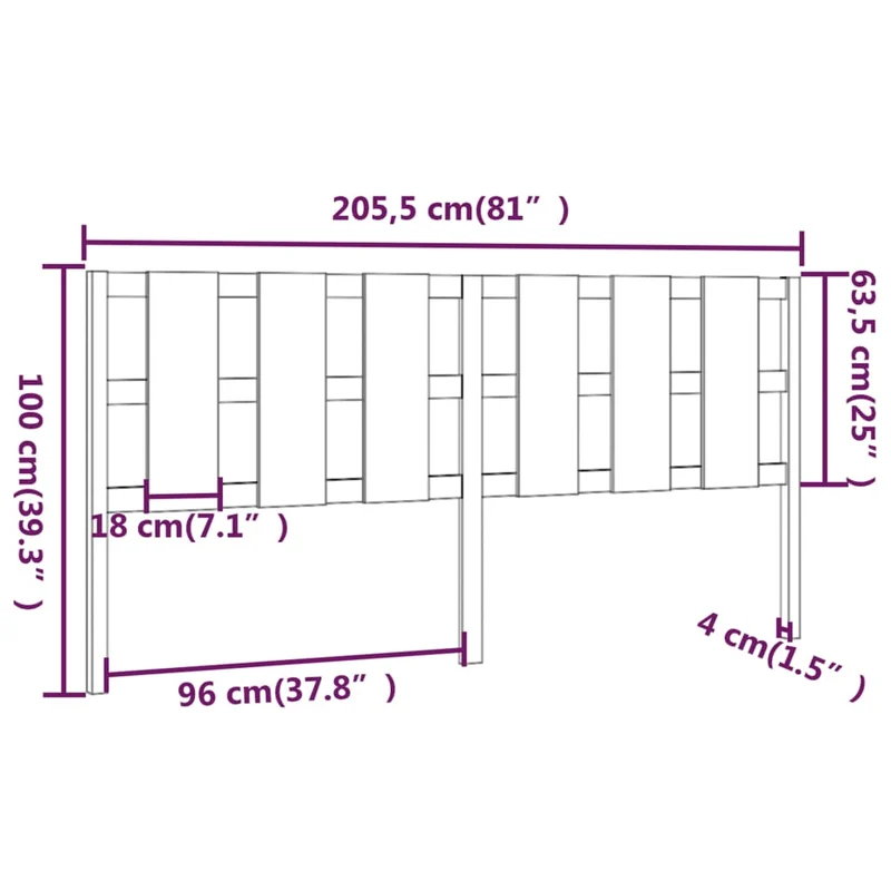 Tête de lit accessoire couchage chambre à coucher meuble 205,5 x 4 x 100 cm bois de pin gris TDL0203337