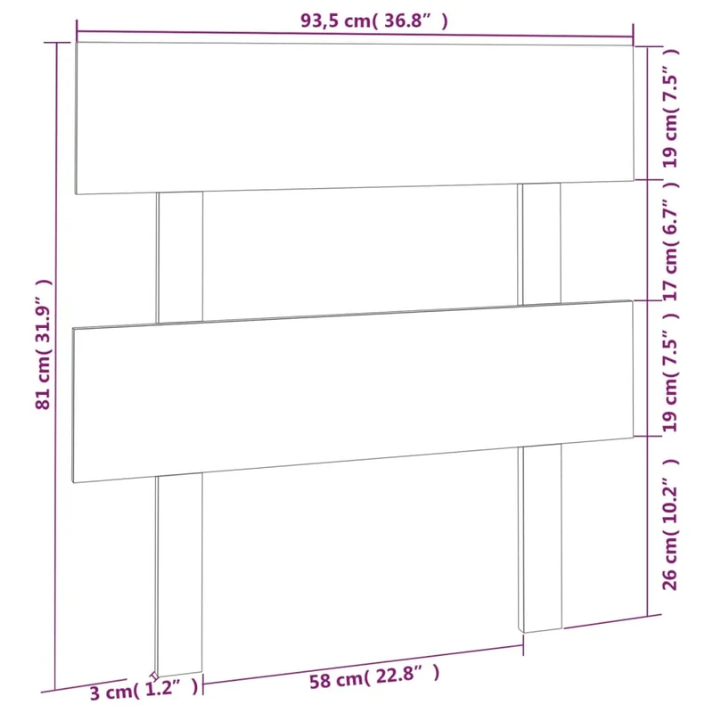Tête de lit accessoire couchage chambre à coucher meuble 93,5 x 3 x 81 cm bois massif marron clair TDL0202827