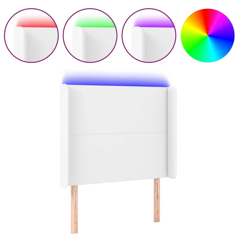 Tête de lit accessoire couchage chambre à coucher meuble à LED 103 x 16 x 118/128 cm synthétique blanc TDL0201948