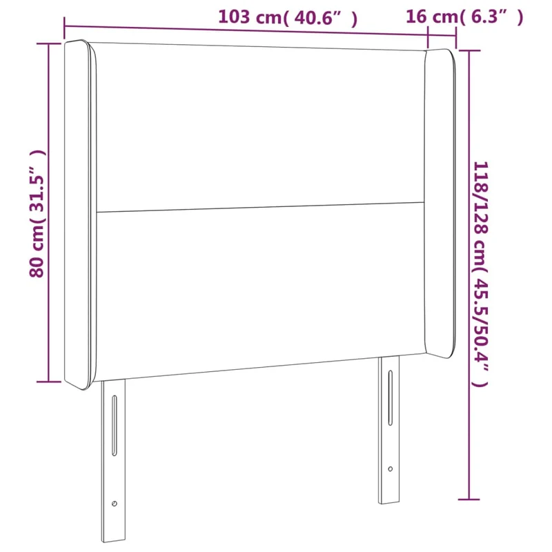 Tête de lit accessoire couchage chambre à coucher meuble à LED 103 x 16 x 118/128 cm synthétique blanc TDL0201948