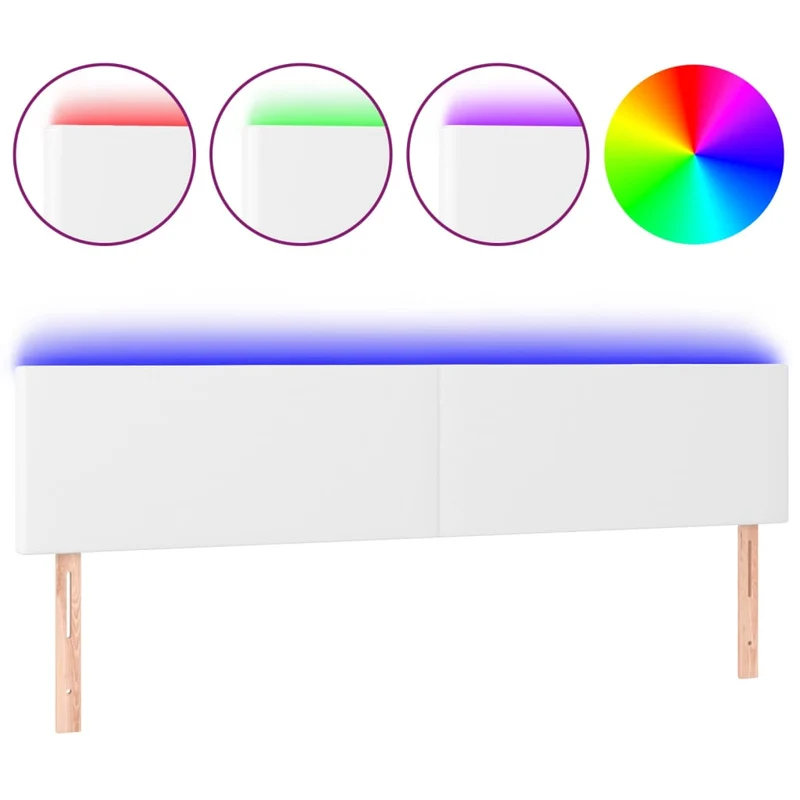 Tête de lit accessoire couchage chambre à coucher meuble à LED 200 x 5 x 78/88 cm synthétique blanc TDL0201932