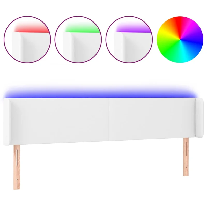 Tête de lit accessoire couchage chambre à coucher meuble à LED 203 x 16 x 78/88 cm synthétique blanc TDL0201930