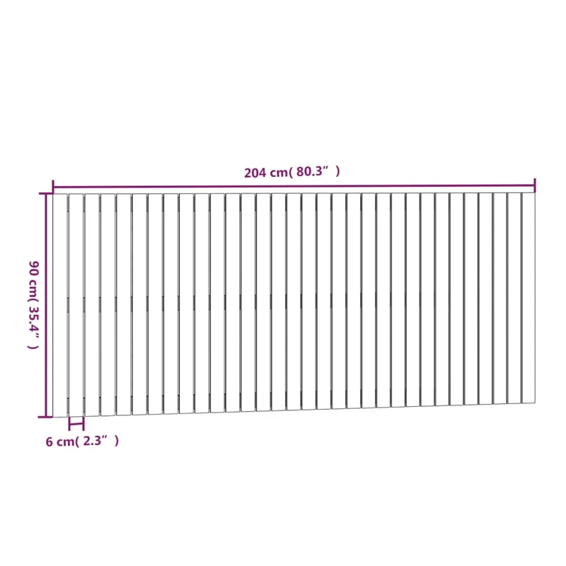 Tête de lit accessoire couchage chambre à coucher meuble murale style palette 204 x 3 x 90 cm bois massif blanc TDL0202694