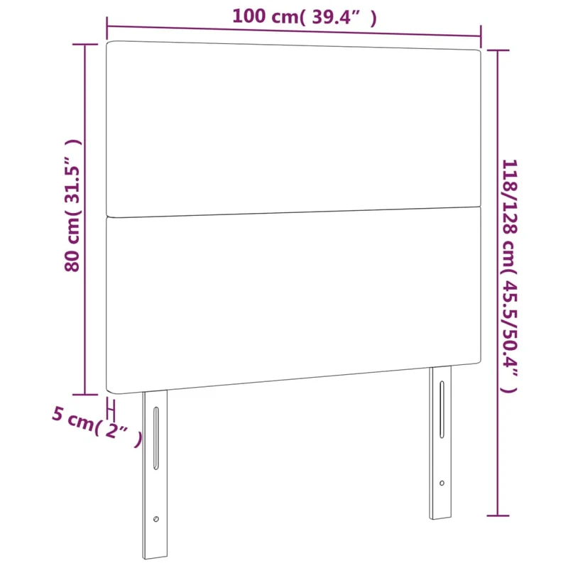 Tête de lit accessoire couchage chambre à coucher meuble à LED 100 x 5 x 118/128 cm synthétique blanc TDL0201953