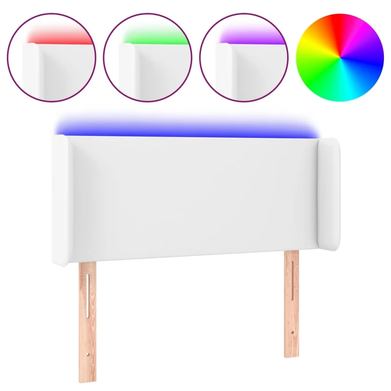 Tête de lit accessoire couchage chambre à coucher meuble à LED 93 x 16 x 78/88 cm synthétique blanc TDL0201914