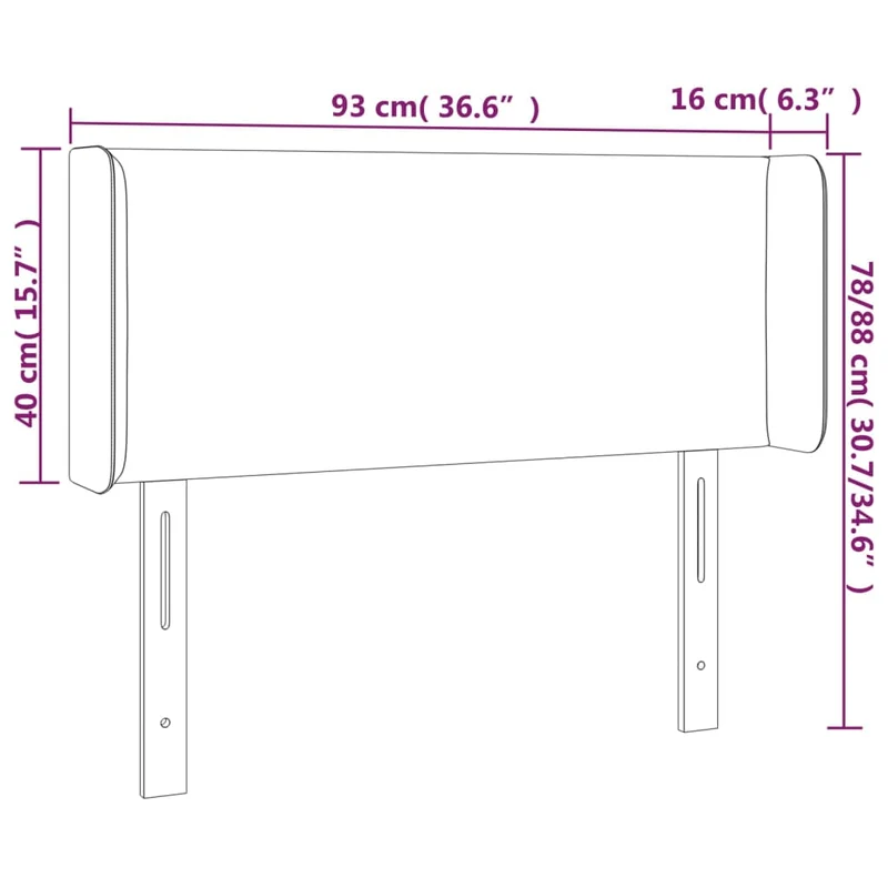 Tête de lit accessoire couchage chambre à coucher meuble à LED 93 x 16 x 78/88 cm synthétique blanc TDL0201914