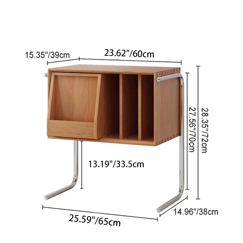 Contemporary Nordic Rectangular Pine Wood Plywood Stainless Steel End Table 2-Tier For Living Room