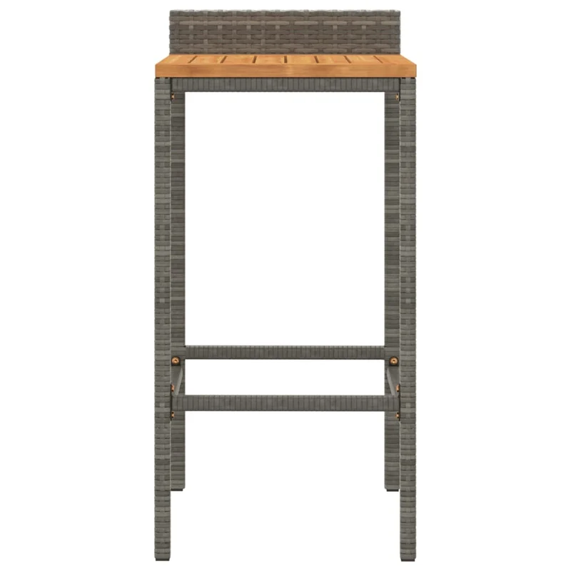 Lot de 4 tabourets de bar chaises hautes en résine tressée gris et bois d'acacia DEC029918