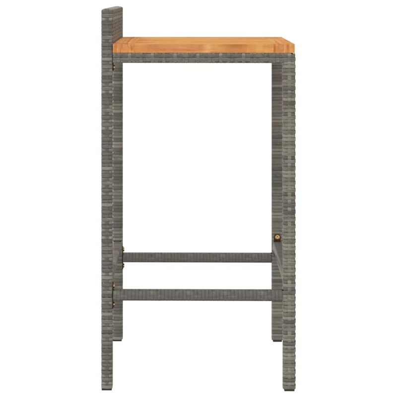 Lot de 4 tabourets de bar chaises hautes en résine tressée gris et bois d'acacia DEC029918