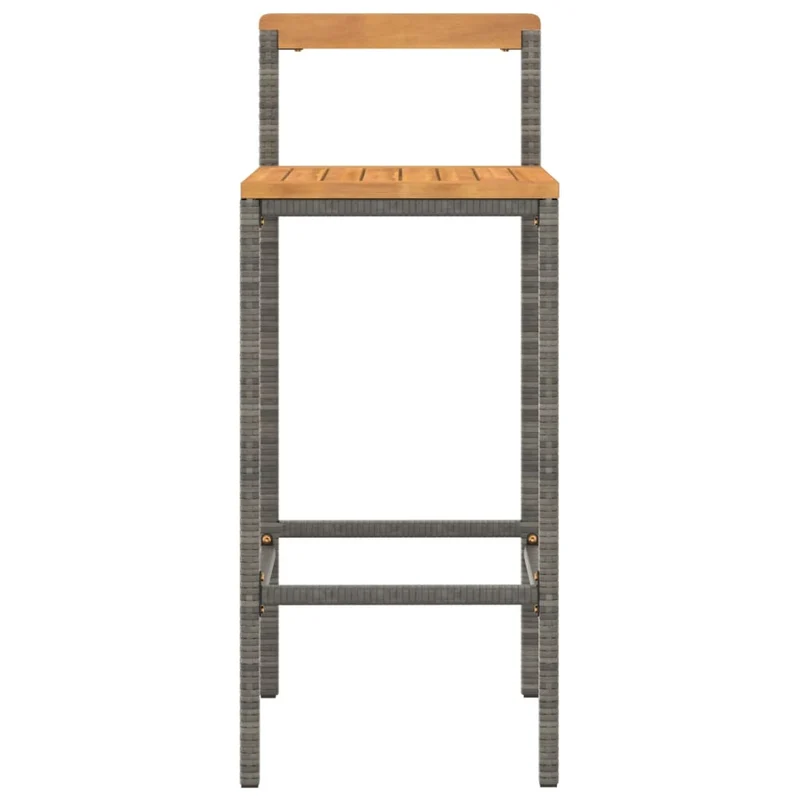 Lot de 4 tabourets de bar chaises hautes en résine tressée gris et bois d'acacia DEC029917