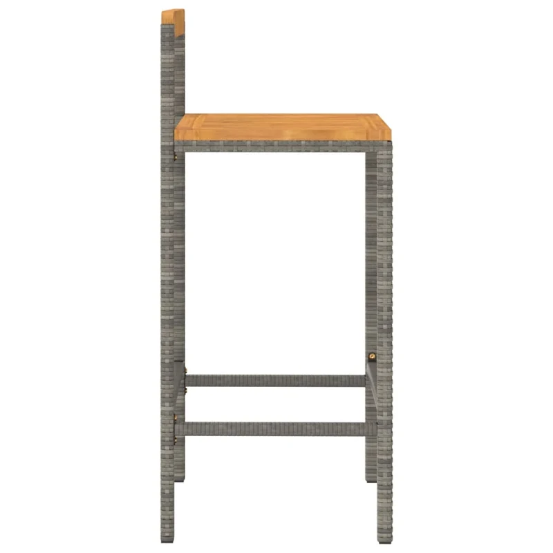 Lot de 4 tabourets de bar chaises hautes en résine tressée gris et bois d'acacia DEC029917