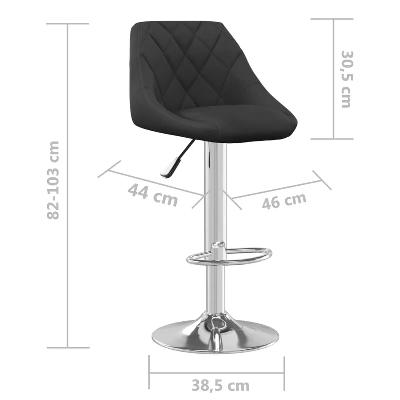 Lot de 2 tabourets de bar chaises hautes assise en velours noir cadre en acier DEC029829