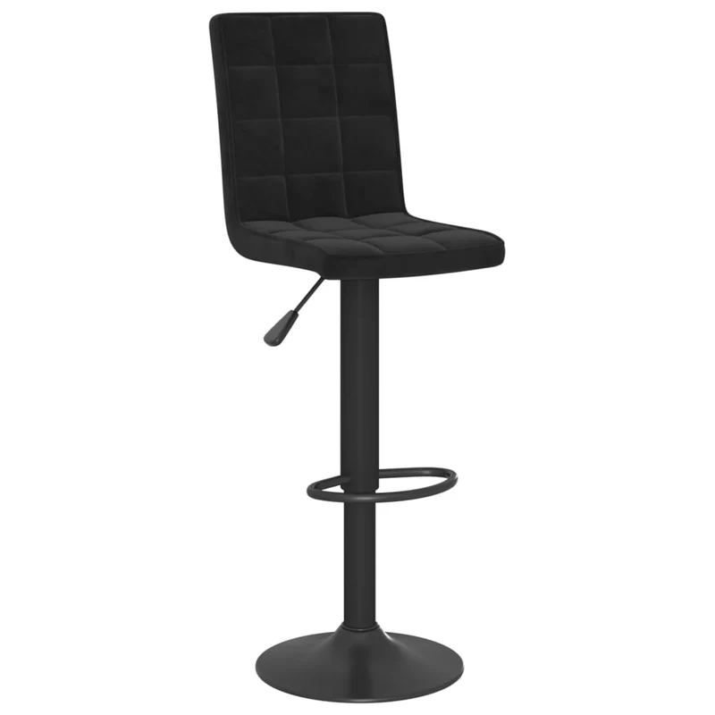 Lot de 2 tabourets de bar chaises hautes hauteur réglable en velours noir cadre en acier DEC029824
