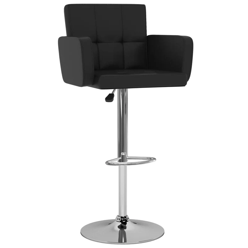 Lot de 2 tabourets de bar chaises hautes siège avec dossiers et accoudoirs en PVC noir et cadre en acier DEC029809