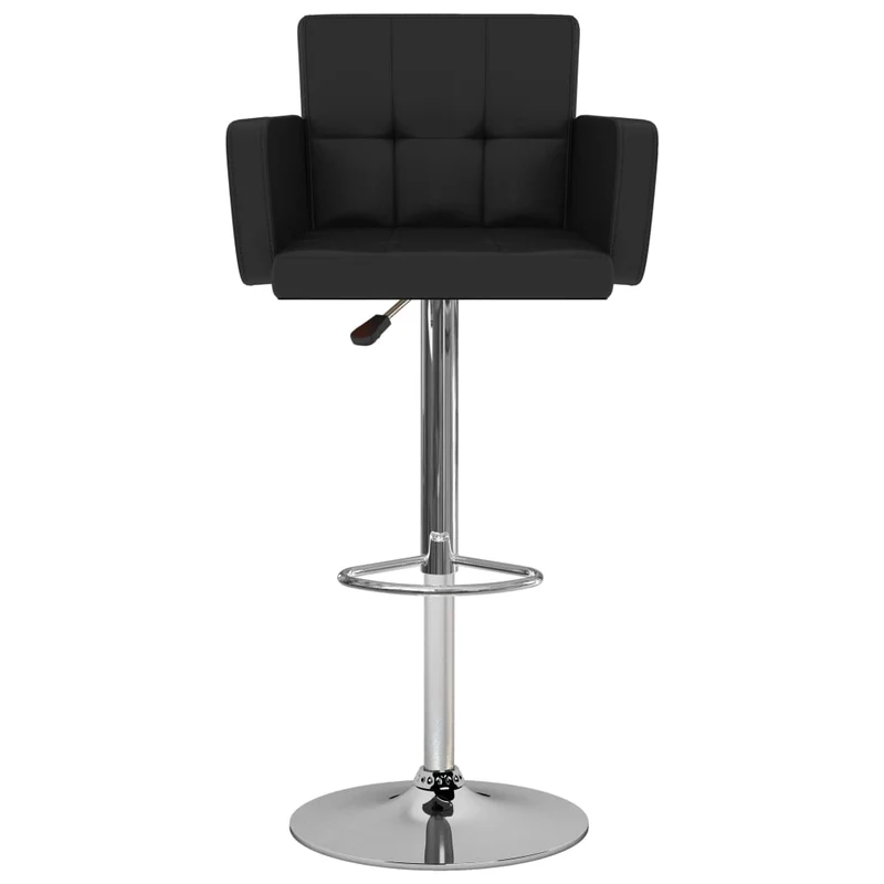 Lot de 2 tabourets de bar chaises hautes siège avec dossiers et accoudoirs en PVC noir et cadre en acier DEC029809
