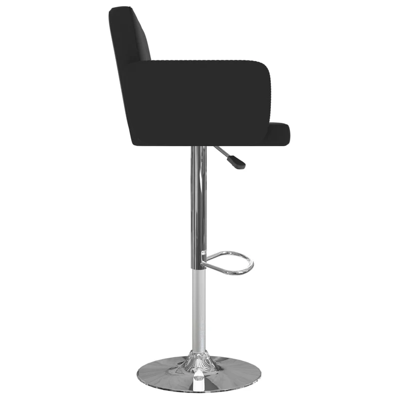 Lot de 2 tabourets de bar chaises hautes siège avec dossiers et accoudoirs en PVC noir et cadre en acier DEC029809