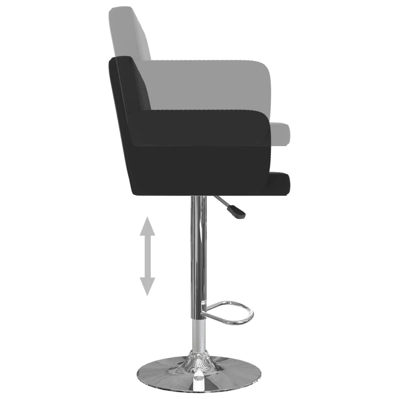 Lot de 2 tabourets de bar chaises hautes siège avec dossiers et accoudoirs en PVC noir et cadre en acier DEC029809