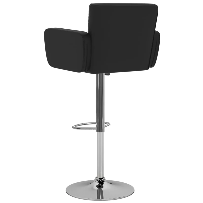 Lot de 2 tabourets de bar chaises hautes siège avec dossiers et accoudoirs en PVC noir et cadre en acier DEC029809