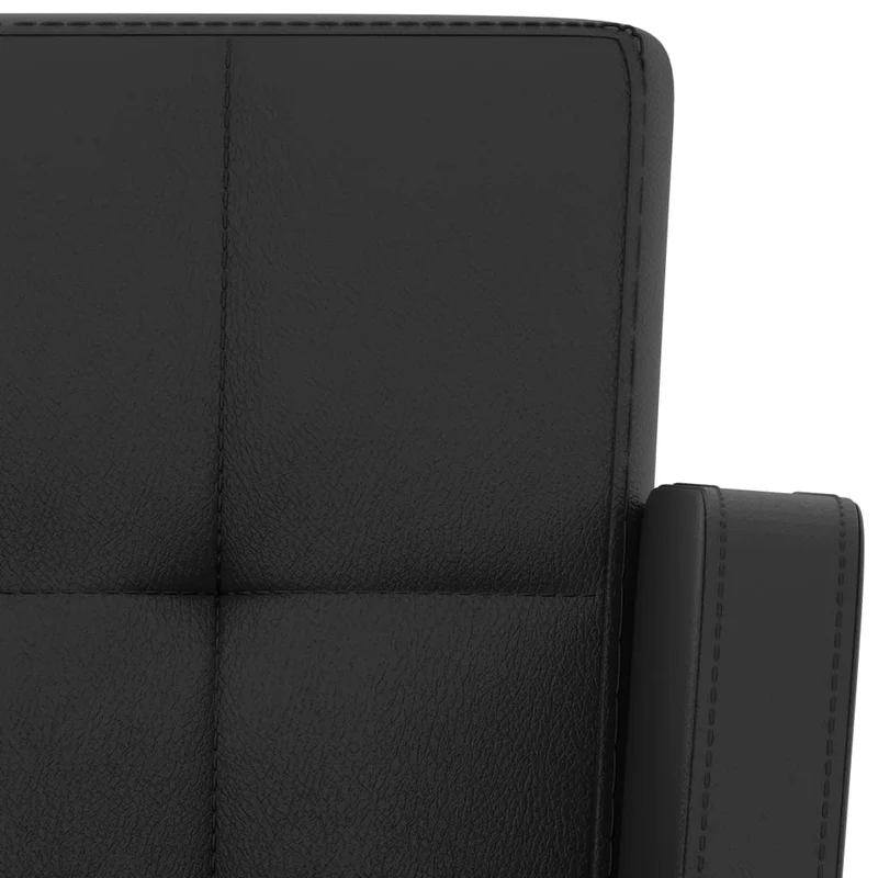 Lot de 2 tabourets de bar chaises hautes siège avec dossiers et accoudoirs en PVC noir et cadre en acier DEC029809