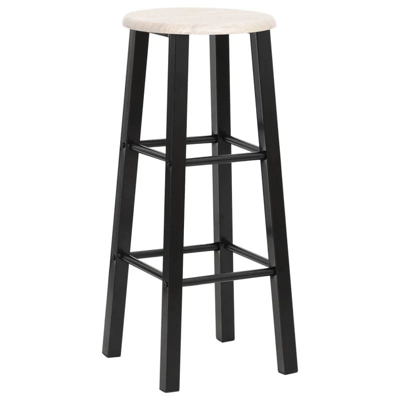 Lot de 2 tabourets de bar chaises hautes avec repose-pieds assise en MDF et cadre en acier noir DEC029801