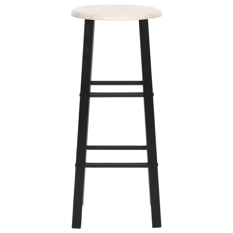 Lot de 2 tabourets de bar chaises hautes avec repose-pieds assise en MDF et cadre en acier noir DEC029801