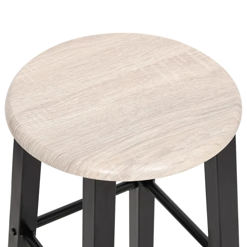 Lot de 2 tabourets de bar chaises hautes avec repose-pieds assise en MDF et cadre en acier noir DEC029801