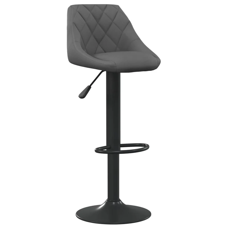 Lot de 2 tabourets de bar chaises hautes hauteur réglable en velours gris cadre en acier noir DEC029727
