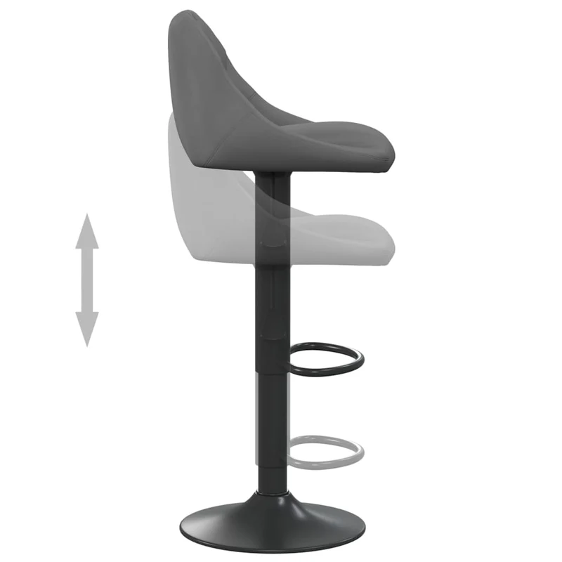 Lot de 2 tabourets de bar chaises hautes hauteur réglable en velours gris cadre en acier noir DEC029727