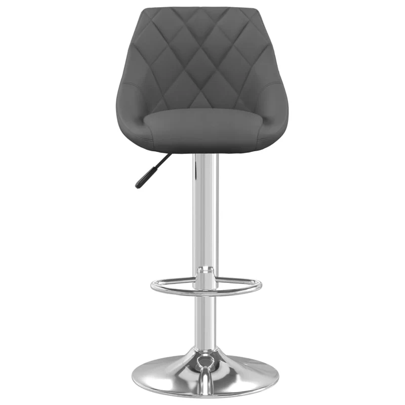 Lot de 2 tabourets de bar chaises hautes coutures losanges en velours gris foncé et acier DEC029726